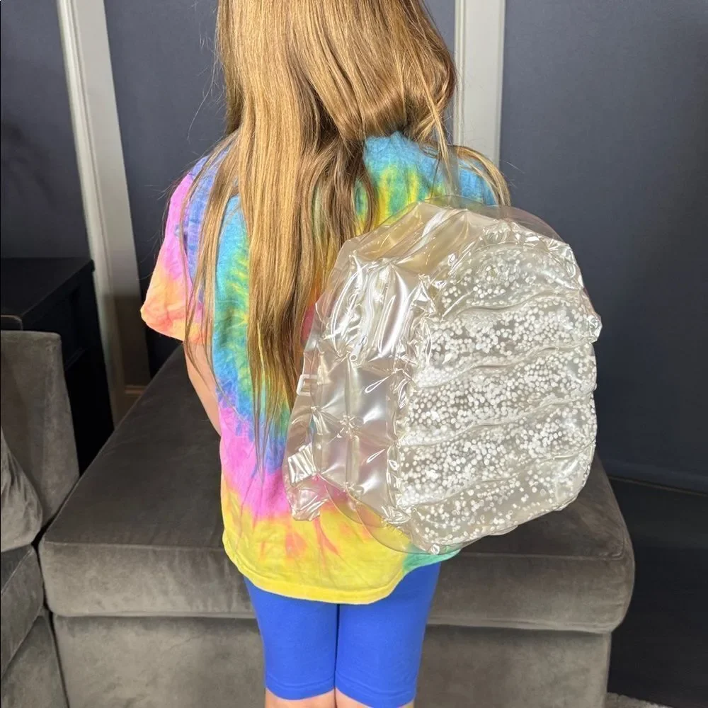 White/Silver Inflatable 90’s Retro Bubble BackPack Foam Ball One Size VINTAGE